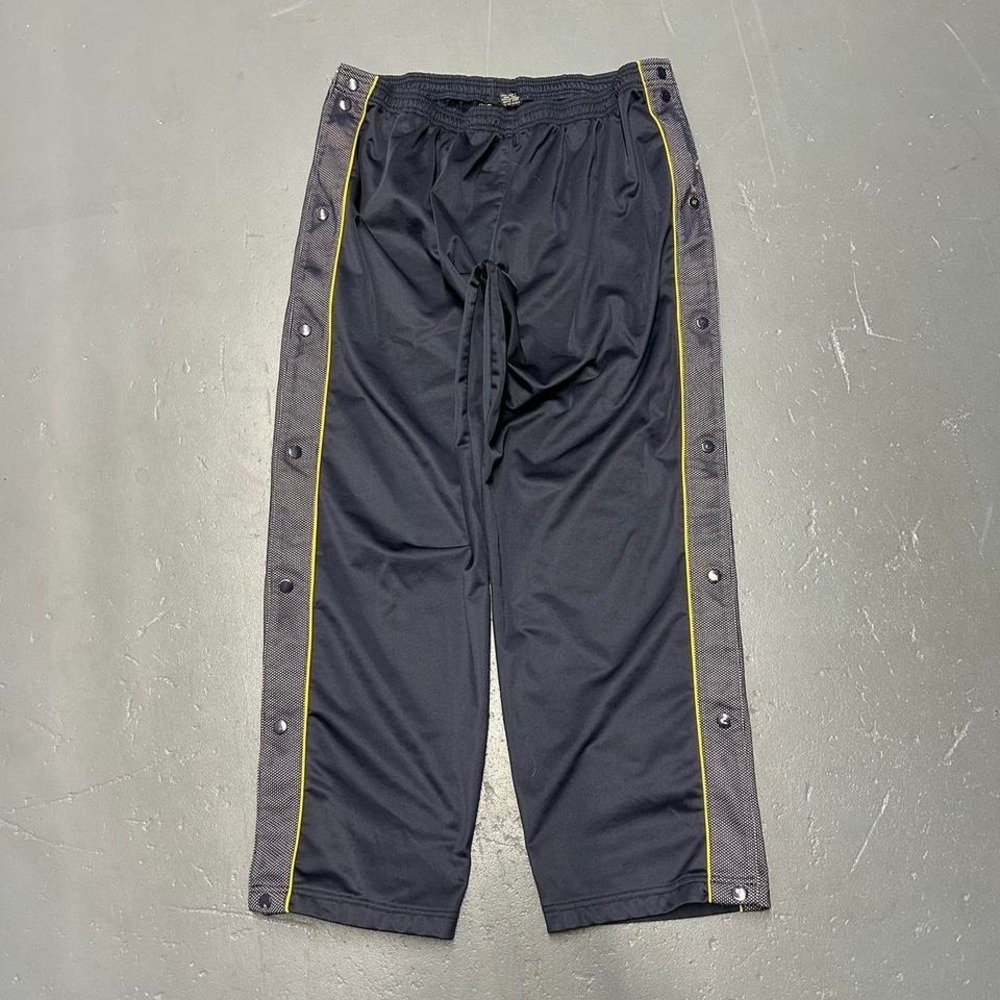 Vintage y2k navy and yellow snap button breakaway baggy wide leg track pants